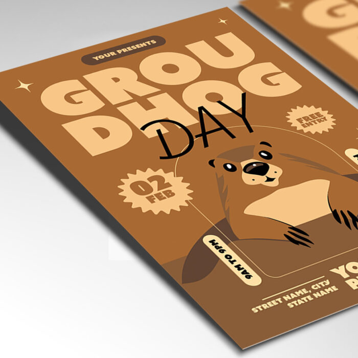 Download Groundhog Day Card Printable PSD Template 2
