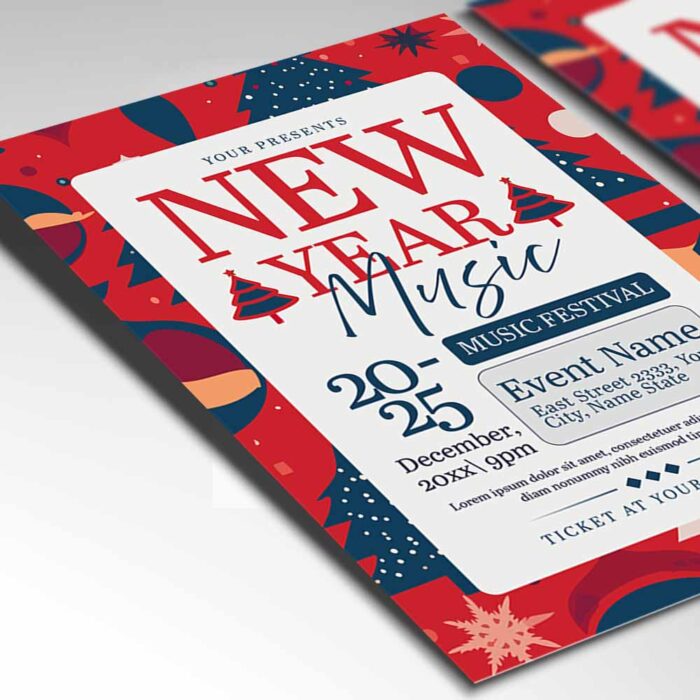 Download New Year Music Card Printable PSD Template 2