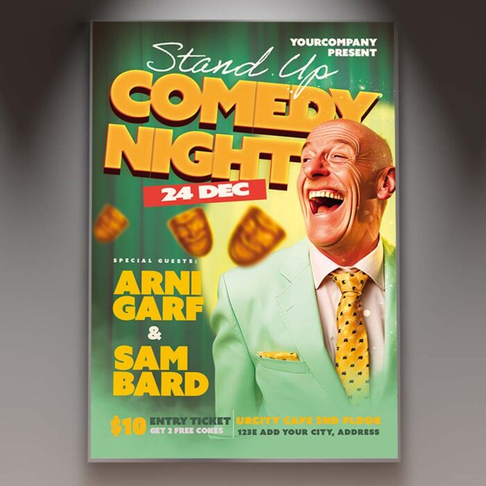 Download Comedy Night Card Printable PSD Template 1