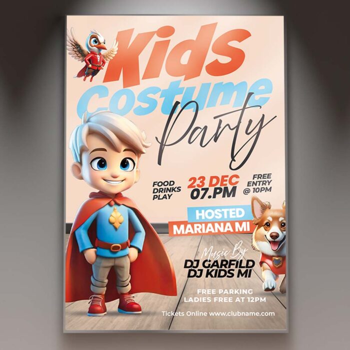 Download Kids Costume Party Card Printable PSD Template 1