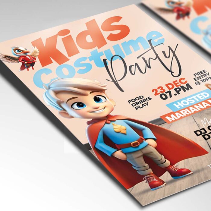 Download Kids Costume Party Card Printable PSD Template 2