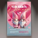 Download Valentines Dinner Card Printable PSD Template 1