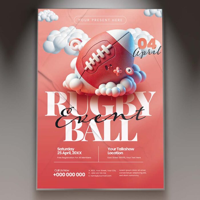 Download Rugby Event Card Printable PSD Template 1
