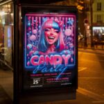 Download Candy Party Card Printable PSD Template 3