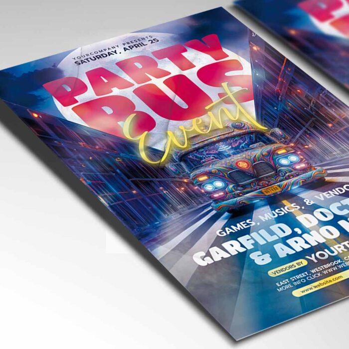 Download Party Bus 2025 Card Printable PSD Template 2