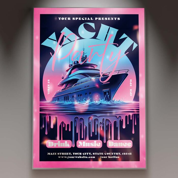 Download Yacht Party Card Printable PSD Template 1
