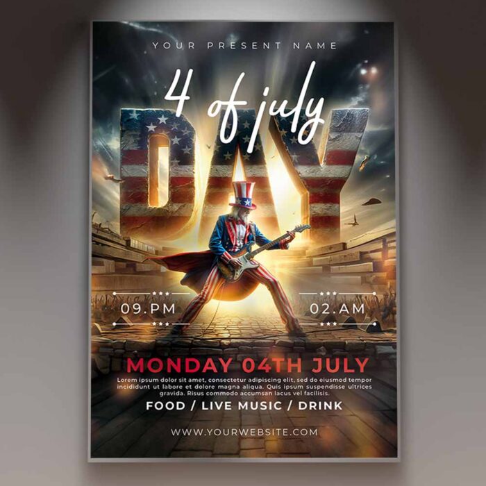 Download 4th of July Day Card Printable PSD Template 1