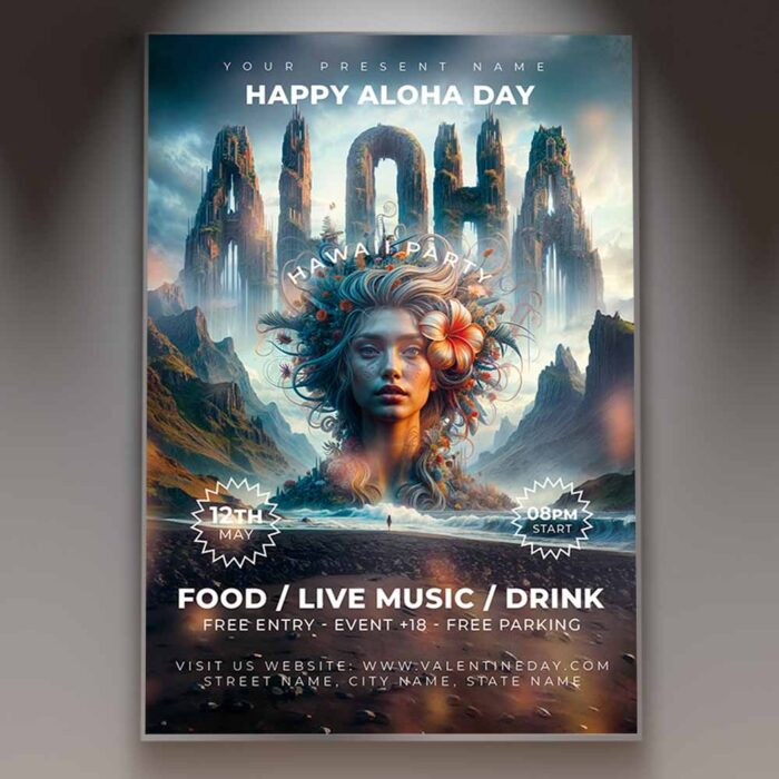 Download Aloha Party Card Printable PSD Template 1