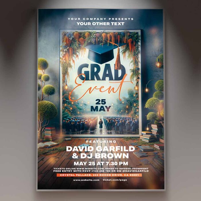 Download Grad Event Card Printable PSD Template 1