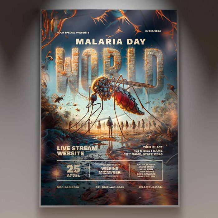 Download Malaria Day Card Printable PSD Template 1