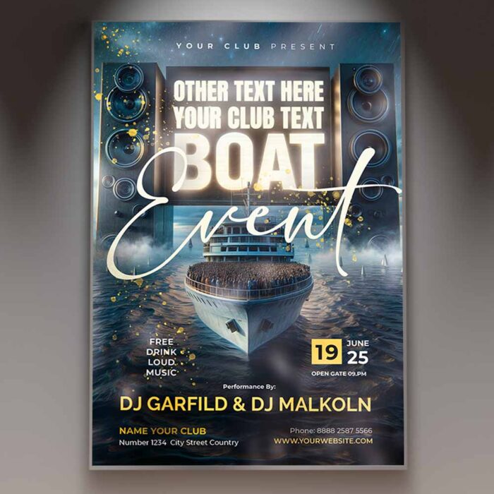 Download Boat Party Event Card Printable PSD Template 1