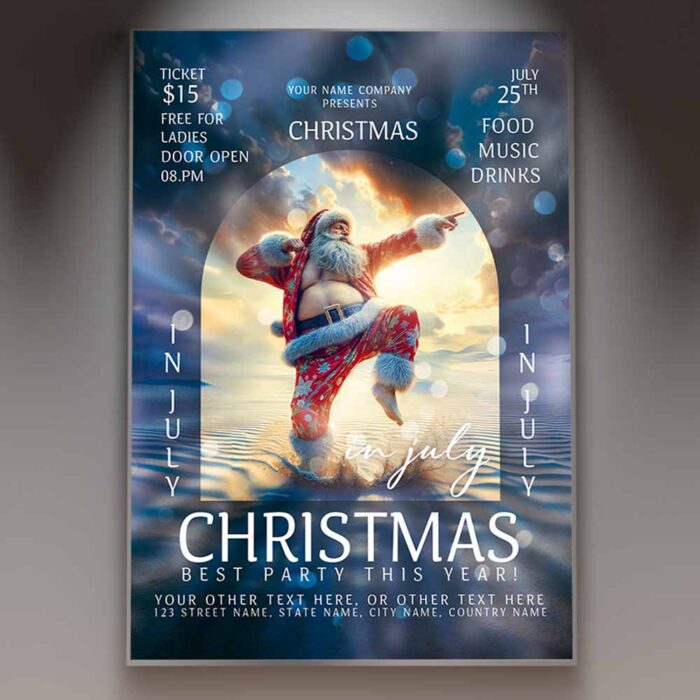 Download Christmas in July 2025 Card Printable PSD Template 1