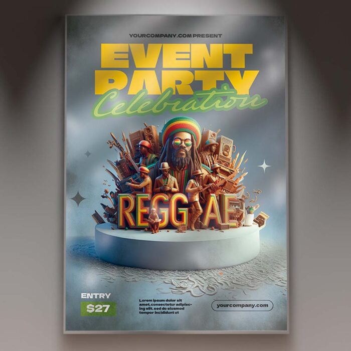 Download Reggae Party Card Printable PSD Template 1