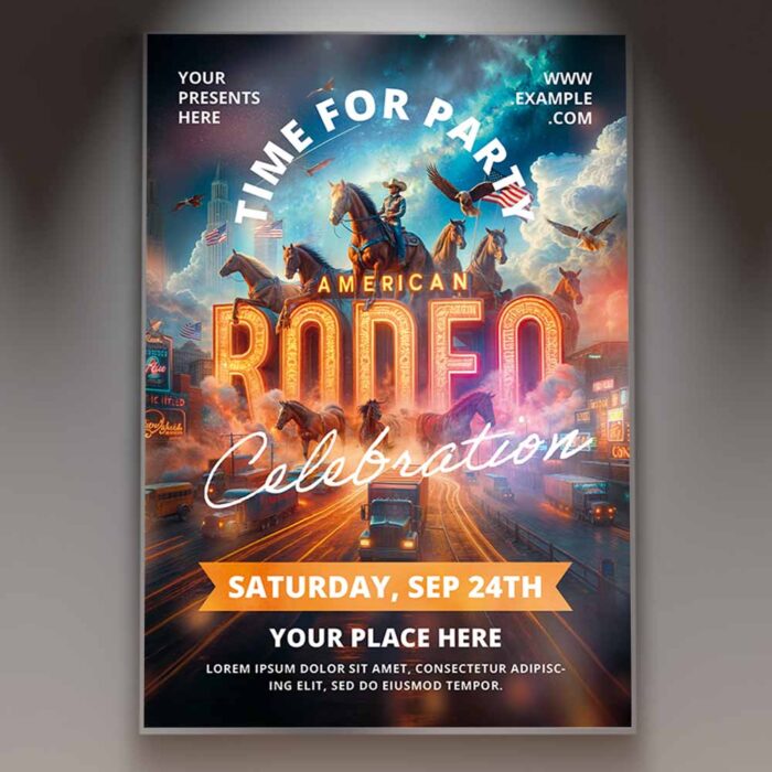 Download American Rodeo Celebration Card Printable PSD Template 1