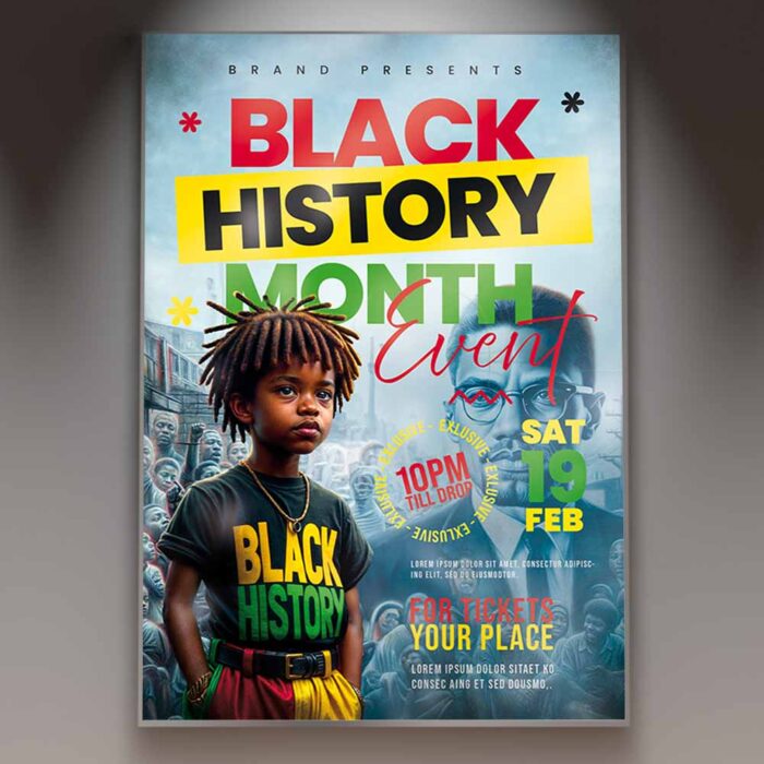 Download Black History Month Modern Card Printable PSD Template 1
