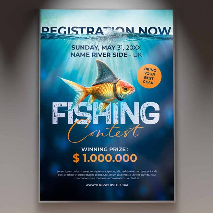 Download Fishing Contest Card Printable PSD Template 1