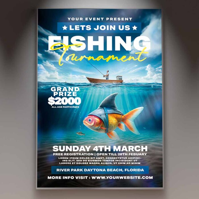 Download Fishing Tournament Card Printable PSD Template 1