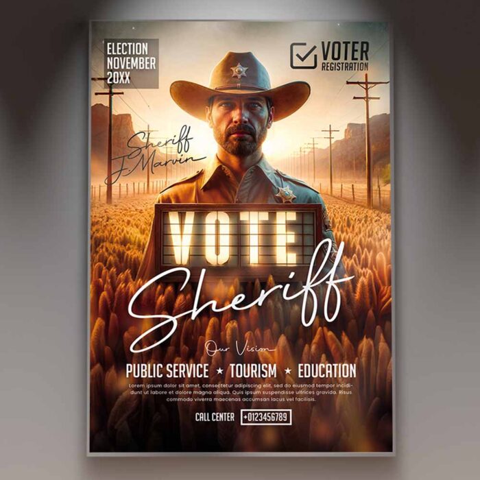 Download Sheriff Vote Event Card Printable PSD Template 1
