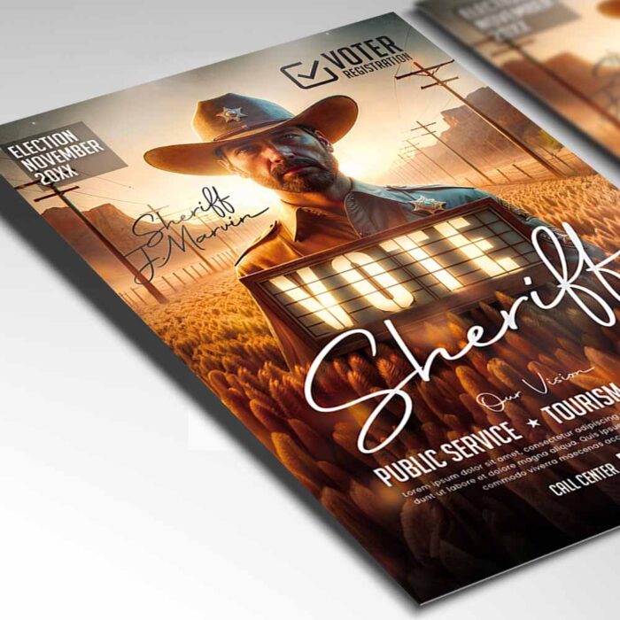 Download Sheriff Vote Event Card Printable PSD Template 2