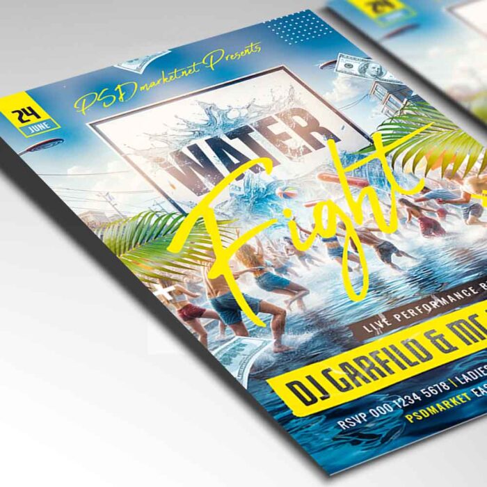Download Water Fight 2025 Card Printable PSD Template 2