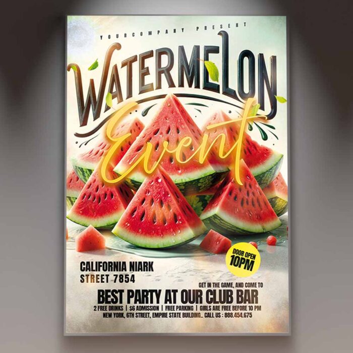Download Watermelon 2025 Card Printable PSD Template 1