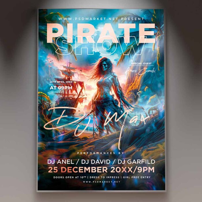 Download Pirate Show Card Printable PSD Template 1