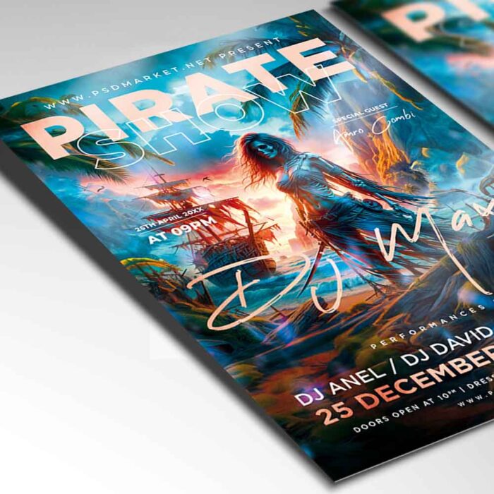 Download Pirate Show Card Printable PSD Template 2