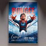 Bungee Jumping Flyer Template with dynamic design promoting extreme sports events