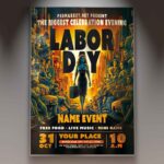 Labor Day Flyer Template with patriotic design and bold colors.