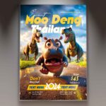 Moo Deng Flyer Template promoting authentic Thai cuisine with vibrant visuals