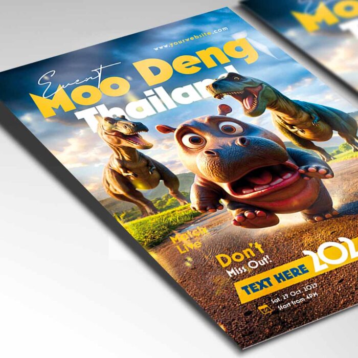 Customizable Moo Deng Flyer Template for Thai food events and restaurant specials