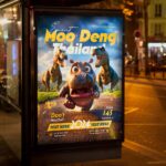 High-resolution Moo Deng Flyer Template featuring mouth-watering Thai dishes