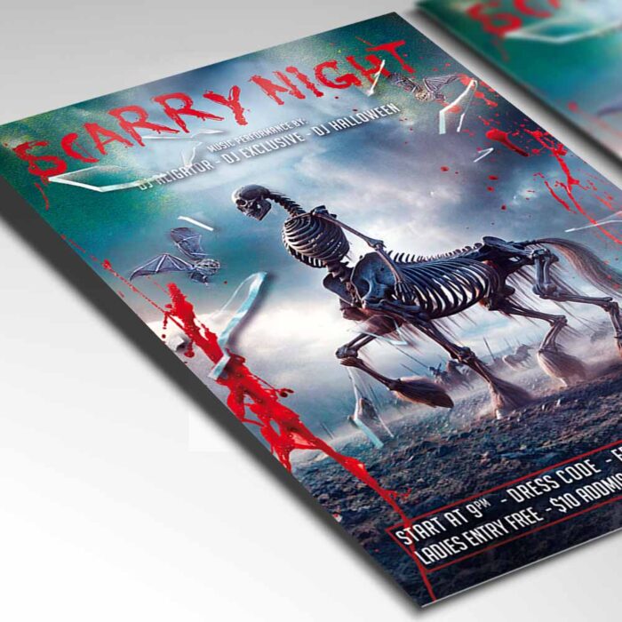 Customizable Scarry Night 2025 Flyer Template for spooky events.