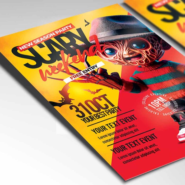 Editable Scary Weekend Flyer Template designed for Halloween events.