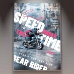 Bear Rider Speed flyer template featuring a bear on a motorcycle, promoting a high-energy event with a fast-paced theme.