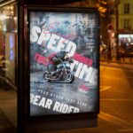 Customizable Bear Rider Speed flyer PSD template for promoting speed and motorcycle-themed events with a bold, high-octane design.