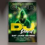 Vibrant club DJ flyer template featuring a neon-lit dance floor, perfect for promoting DJ nights and club events.