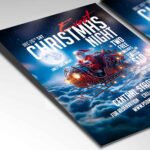 Editable flyer design for promoting a Christmas celebration with a festive holiday theme.