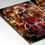 Vibrant flyer design featuring musical notes, DJ visuals, and holiday party atmosphere.