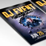 Sleek and modern flyer template for promoting clubbing events and DJ nights.