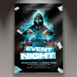 Vibrant DJ event flyer with bold typography and dynamic graphics for a high-energy night.