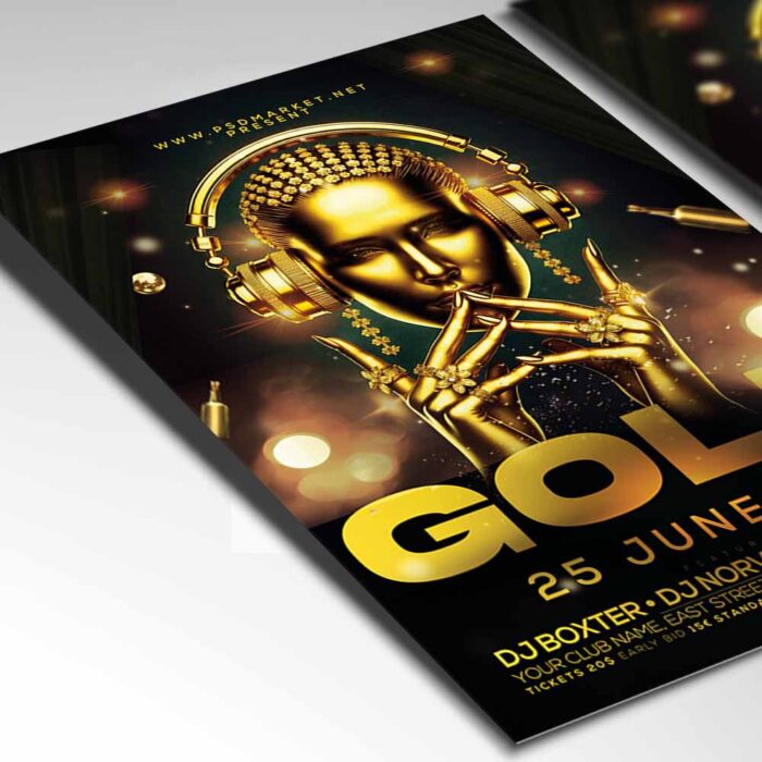 Sophisticated gold-themed flyer featuring a premium design for upscale events.