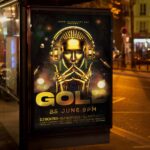Modern and luxurious flyer template with gold elements for VIP events.