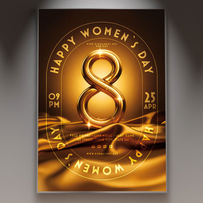Luxurious women’s event flyer with gold accents and elegant design.