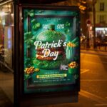Professional and fun flyer template for St. Patrick’s Day parties and promotions.