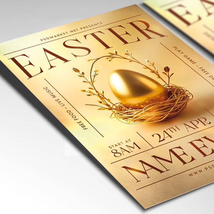 Clean and simple Easter flyer with a focus on event details and understated design.