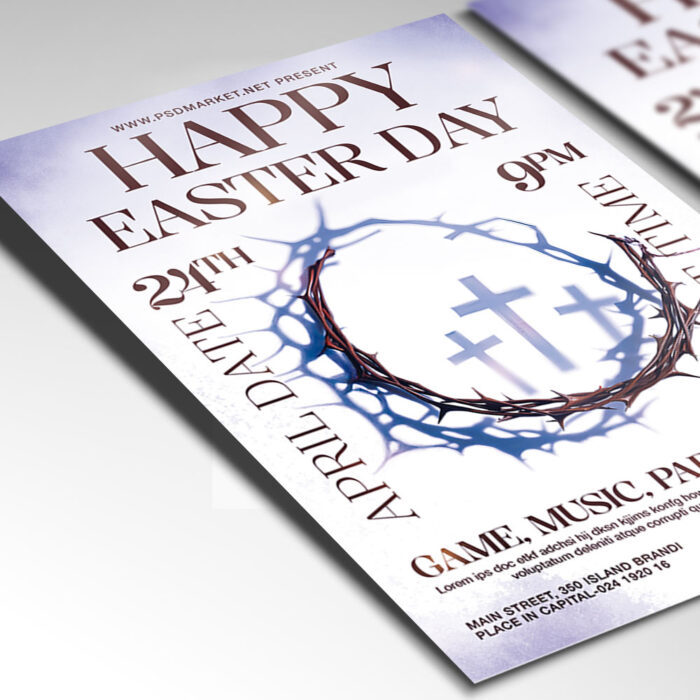 Editable Happy Easter Day flyer template designed for community events and celebrations.