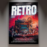 Retro Event Flyer Template with vibrant vintage design.