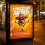 An eye-catching Cinco de Mayo 2026 party flyer with festive illustrations and vibrant colors.
