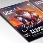 A customizable Cinco de Mayo celebration flyer with space for event details and traditional Mexican design elements.